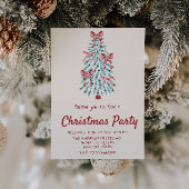 Retro Pink Hand gezeichnete Weihnachtsbäume Baum P Einladung