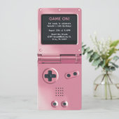 Retro Pink Handheld Gaming Birthday Invitation Einladung (Stehend Vorderseite)