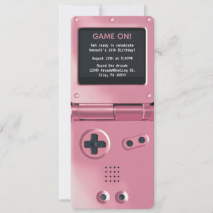 Retro-Pink-Handheld-Gaming-Geburtstagseinladung Einladung