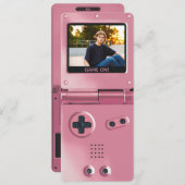 Retro Pink Handheld Gaming II Birthday Invitation Einladung (Vorne/Hinten)