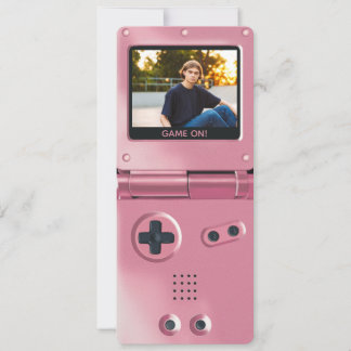 Retro Pink Handheld Gaming II Birthday Invitation Einladung