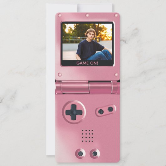 Retro Pink Handheld Gaming II Birthday Invitation Einladung (Vorderseite)