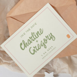 Retro Pink Handwriting Wedding Save the Date Invit Einladung