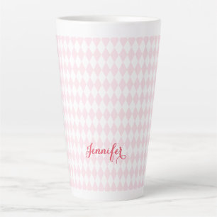 Retro Pink Harlequin Muster Elegantes Mit Monogram Milchtasse