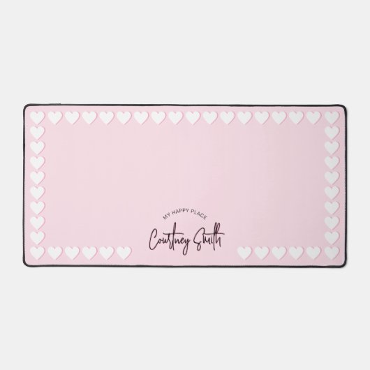 Retro Pink Heart Pattern Niedlicher trendy Script Schreibtischunterlage (Vorderseite)