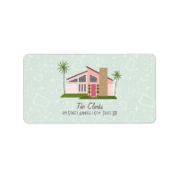 Retro Pink House Address Label