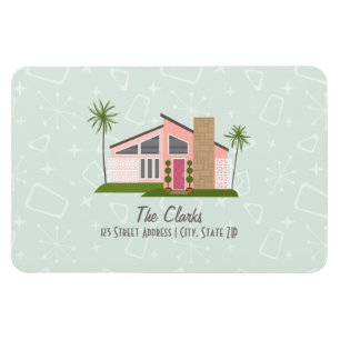 Retro Pink House Address Magnet