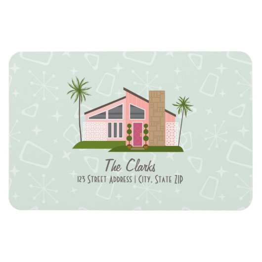 Retro Pink House Address Magnet (Horizontal)