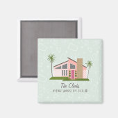 Retro Pink House Address Magnet (Vorderseite/Rückseite)