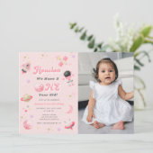 Retro Pink Houston Wir haben einen Geburtstag Einladung (Stehend Vorderseite)