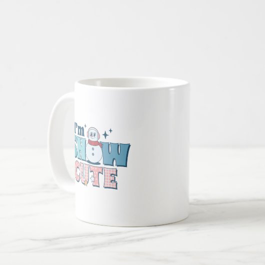 Retro Pink ich bin Schnee Niedlich Winter Schneema Kaffeetasse (Vorderseite Links)
