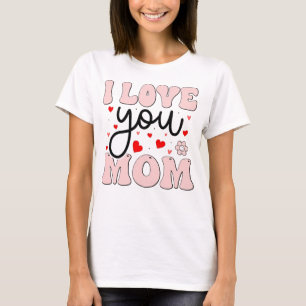 Retro Pink Ich liebe dich Mama Muttertag Herzen Gr T-Shirt