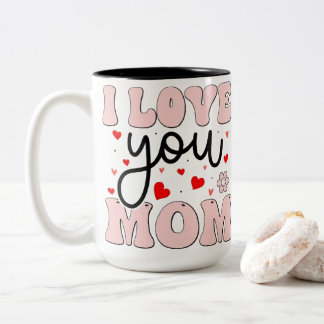 Retro Pink Ich liebe dich Mama Muttertag Herzen Gr Zweifarbige Tasse