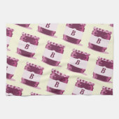 Retro Pink Jelly Jar Canning Pattern mit Monogramm Geschirrtuch (Horizontal)