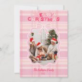 Retro Pink Kariert Whimsiday Feiertagskarte (Vorderseite)