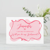 Retro-Pink-Karte mit roter und roter Ringbuchse Einladung (Stehend Vorderseite)