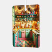 Retro Pink Kitsch Retro Weihnachten Personalisiert Ornament Aus Metall (Vorderseite links)