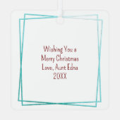 Retro Pink Kitsch Retro Weihnachten Personalisiert Ornament Aus Metall (Rückseite)