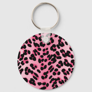 Retro Pink Leopard Print Schlüsselanhänger