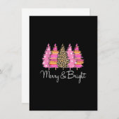 Retro Pink Leopard Weihnachtsbaumen Merry Xmas Hol Einladung (Vorne/Hinten)