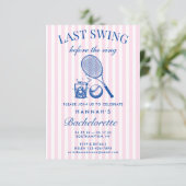 Retro Pink Letzte Swing vor dem Ring Tennis Bach Einladung (Stehend Vorderseite)