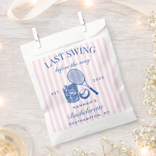 Retro Pink Letzte Swing vor dem Ring Tennis Bach Geschenktütchen (Ausgeschnitten)