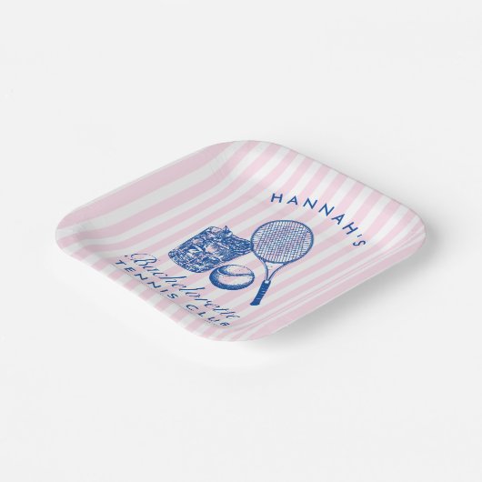 Retro Pink Letzte Swing vor dem Ring Tennis Bach Pappteller (Gewinkelt)