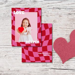 Retro Pink Liebe Foto Kinder Valentinstag Feiertagskarte