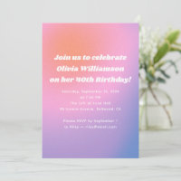 Retro Pink Lila Gradient 40. Geburtstag Party