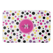 Retro Pink Lila Monogram Polka Dots Badematte (Vorderseite)