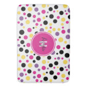 Retro Pink Lila Monogram Polka Dots Badematte (Vorderseite Vertikal)