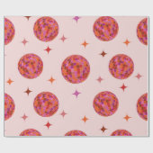 Retro Pink Lila Orange Balls mit Sternen Geschenkpapier (Flach)