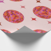 Retro Pink Lila Orange Balls mit Sternen Geschenkpapier (Ecke)
