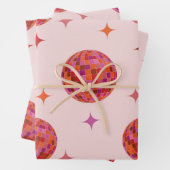 Retro Pink Lila Orange Balls mit Sternen Geschenkpapier Set (Beispiel)