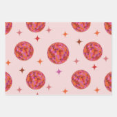 Retro Pink Lila Orange Balls mit Sternen Geschenkpapier Set (Vorderseite)