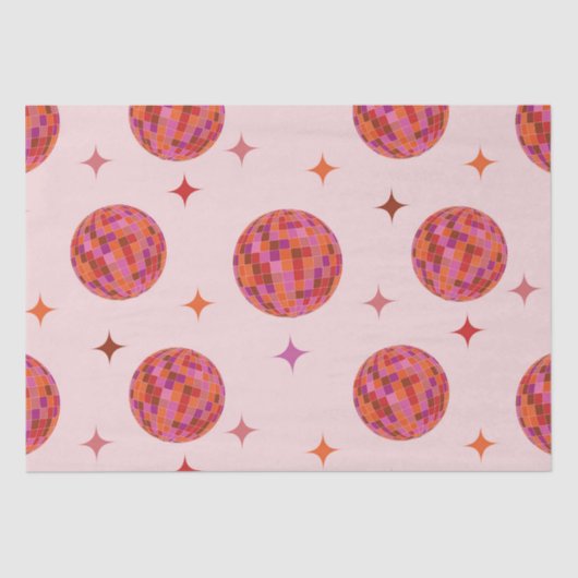 Retro Pink Lila Orange Balls mit Sternen Seidenpapier (Vorderseite)
