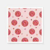Retro Pink Lila Orange Balls mit Sternen Serviette (Vorderseite)