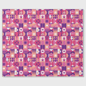 Retro Pink Lila Wine Bauhaus Muster Geschenkpapier (Flach)