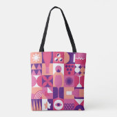 Retro Pink Lila Wine Bauhaus Muster Tasche (Rückseite)