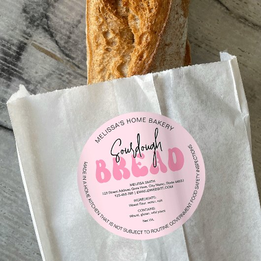 Retro Pink Loaf Brot, Erythropogene Zutaten Etiket Runder Aufkleber