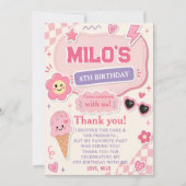 Retro Pink Mädchen Geburtstag Einladung (Vorderseite)