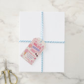 Retro Pink Mädchen Geburtstag Geschenkanhänger (Mit Garn)