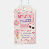 Retro Pink Mädchen Geburtstag Geschenkanhänger (Vorderseite)
