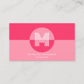 Retro Pink Magenta Geometric Modern Monogram Visitenkarte (Vorderseite)