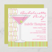 Retro Pink Martini Junggeselinnen-Abschied Einladu Einladung (Vorne/Hinten)