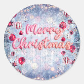 Retro Pink Merry Christmas  Runder Aufkleber (Vorderseite)