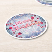 Retro Pink Merry Christmas Runder Pappuntersetzer (Angewinkelt)