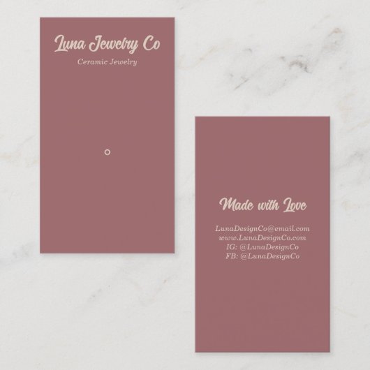 Retro Pink Minimal 1 Button Schmuck Business Card Visitenkarte (Vorne/Hinten)