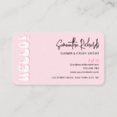 Retro Pink Modern Girl Logo Crafter Designer Visitenkarte (Rückseite)