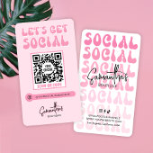 Retro Pink Modern Logo Social Media QR Code Visitenkarte